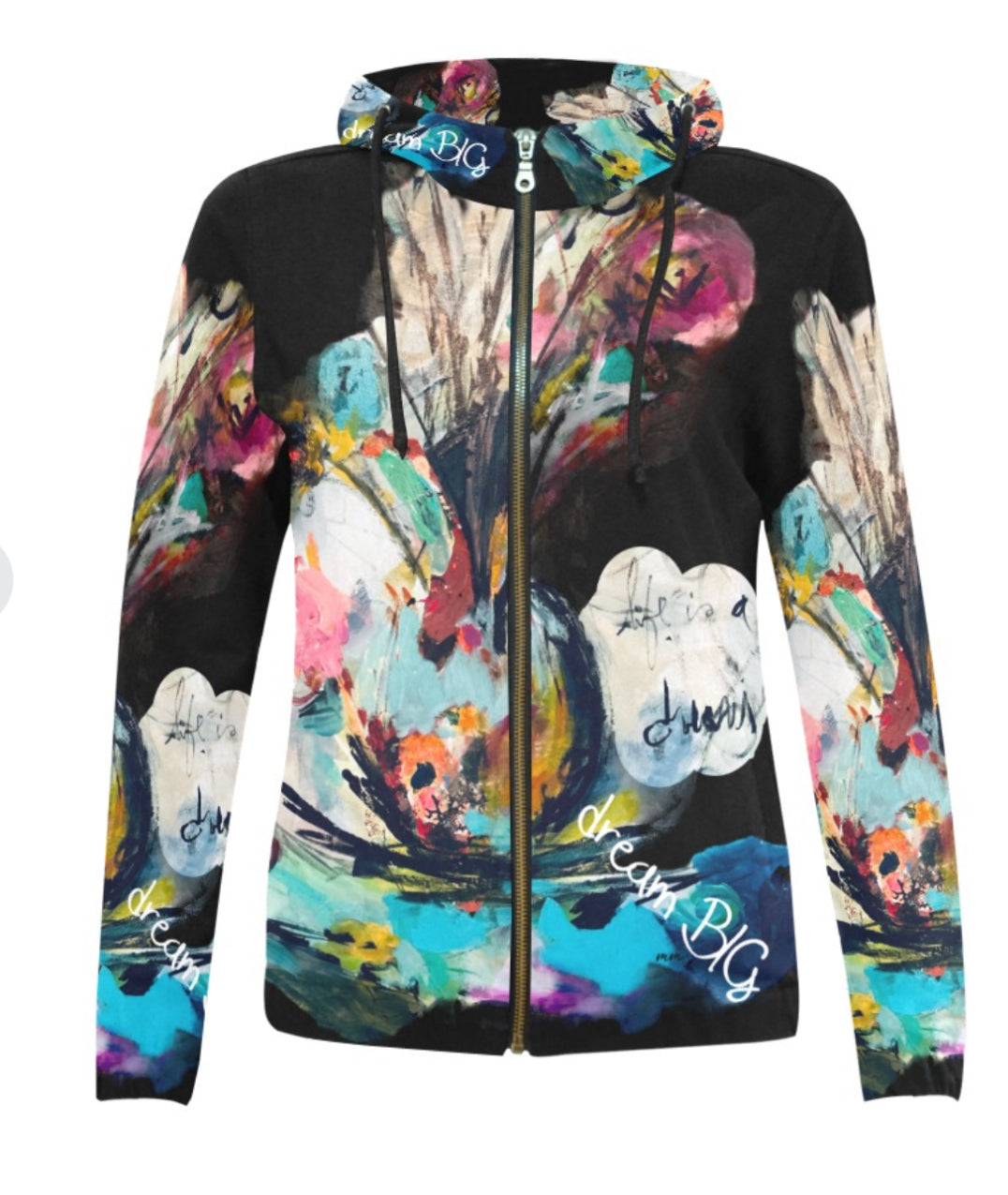 Ix3029 - Women's All Over Print Full Zip Hoodie * Be Your Happy