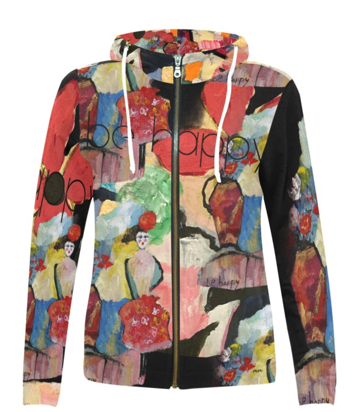 Ix3031 - Women's All Over Print Full Zip Hoodie * Be Your Happy